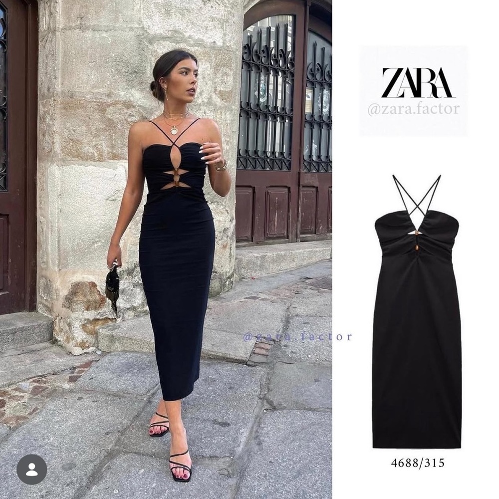 Zara Black Cutout Midi Dress
